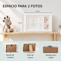 Marco Recuerdo Huellas de Bebé — Kit Completo con Arcilla y Marco para Fotos